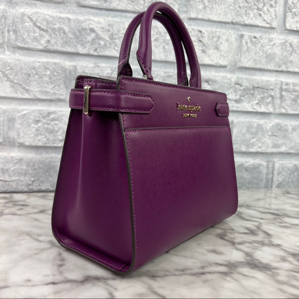 Kate Spade Staci Plum Pie Small Satchel Crossbody & Slim Card Holder Wallet - Picture 3 of 16